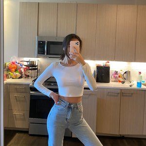 forever 21 plain white crop top